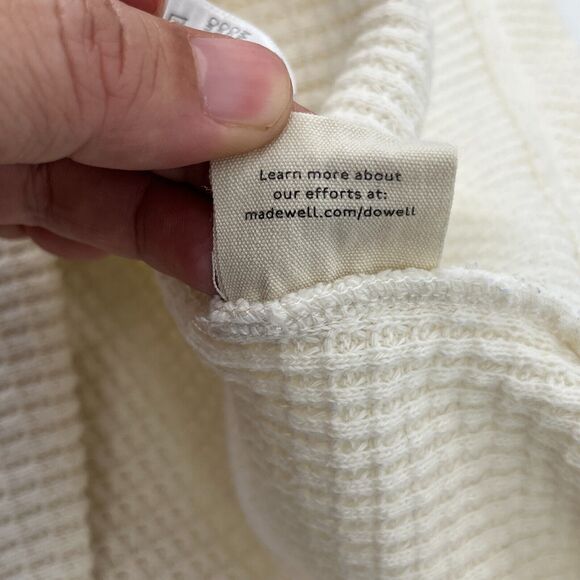 Madewell Mockneck Waffle Knit Top Womens S Ivory Long Sleeve Pullover Thermal - Picture 13 of 13